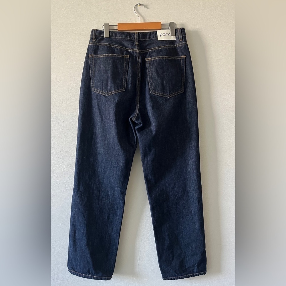 Parke High Waisted 90's Straight Leg Jeans Size 31 Dark Wash 100% Organic Cotton - Picture 3 of 12
